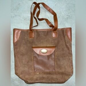 Dune Brown Faux Leather Tall Vintage Bucket Bag Purse Handbag